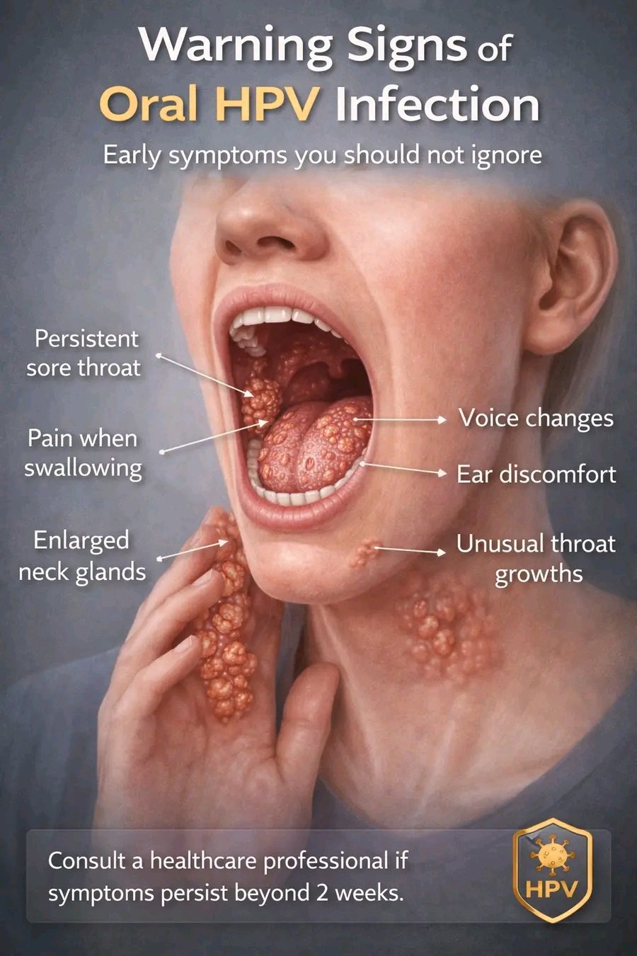 Symptoms caused by HPV in the throat….